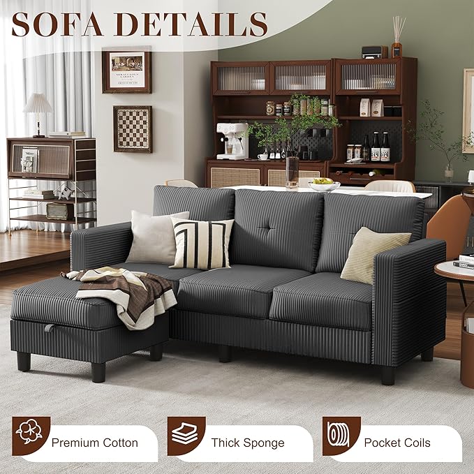 JAMFLY Convertible L-Shaped Sectional Sofa - Image 7