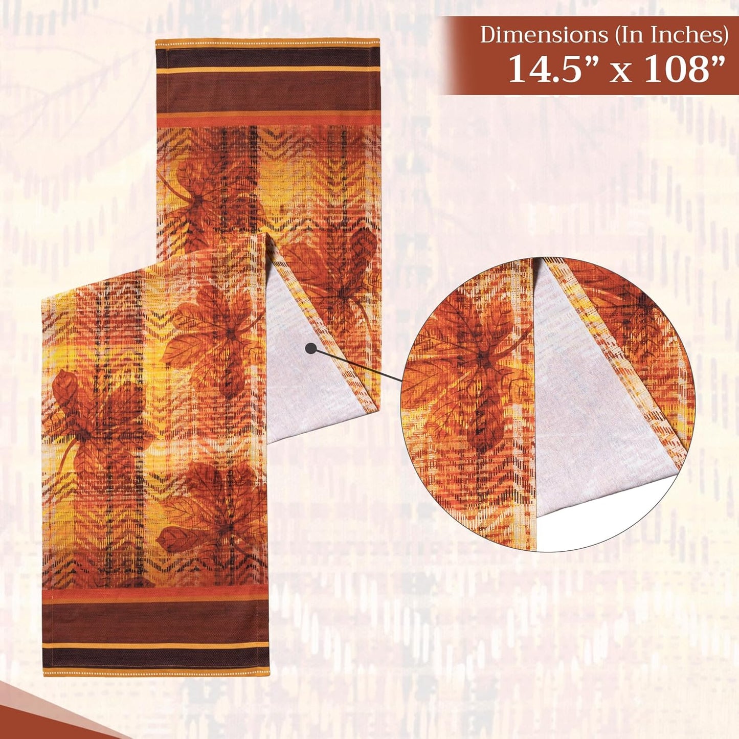 Maison d'Hermine Table Runner 100% Cotton Single Layer Table Runners 108 inches Long Decorative for Home Kitchen Dining Party Baby Shower Wedding Bridal Shower (Thanksgiving Tartan, 14.50" x 108")