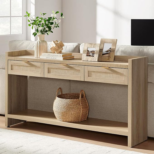 SICOTAS Rattan Console Table for Entryway by SICOTAS