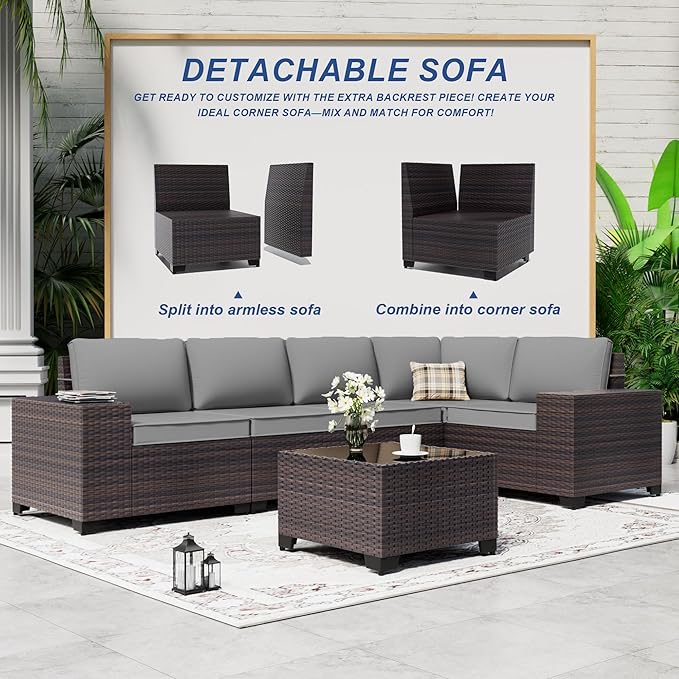 Outdoor Patio Furniture Set, 12 Pieces Outdoor Sectional Furniture High - Image 7