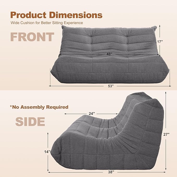 Bean Bag Loveseat Chair Big Sofa Beanbag Chair - Image 2