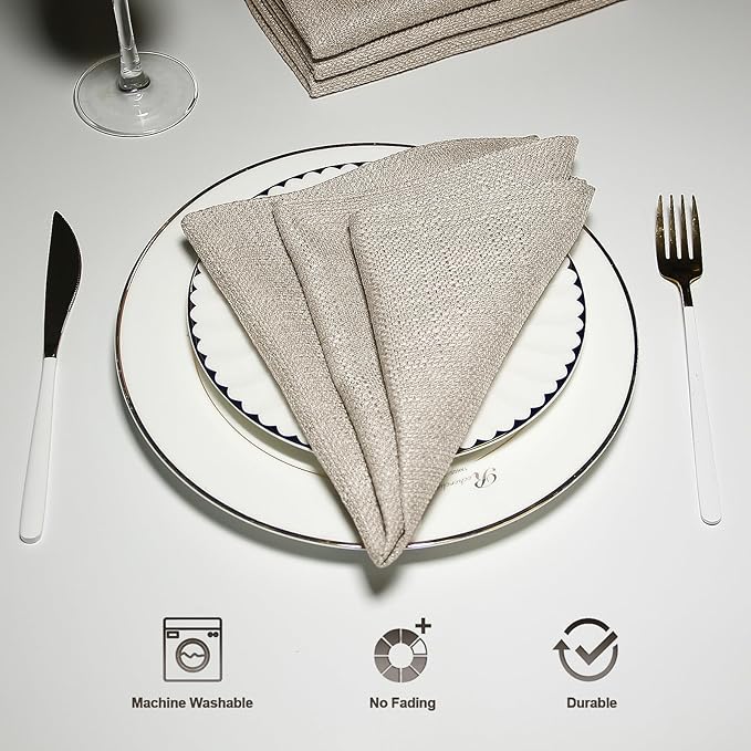 BALCONY & FALCON Cloth Napkins Set of 6 Washable Linen Napkins Absorbent - Image 3