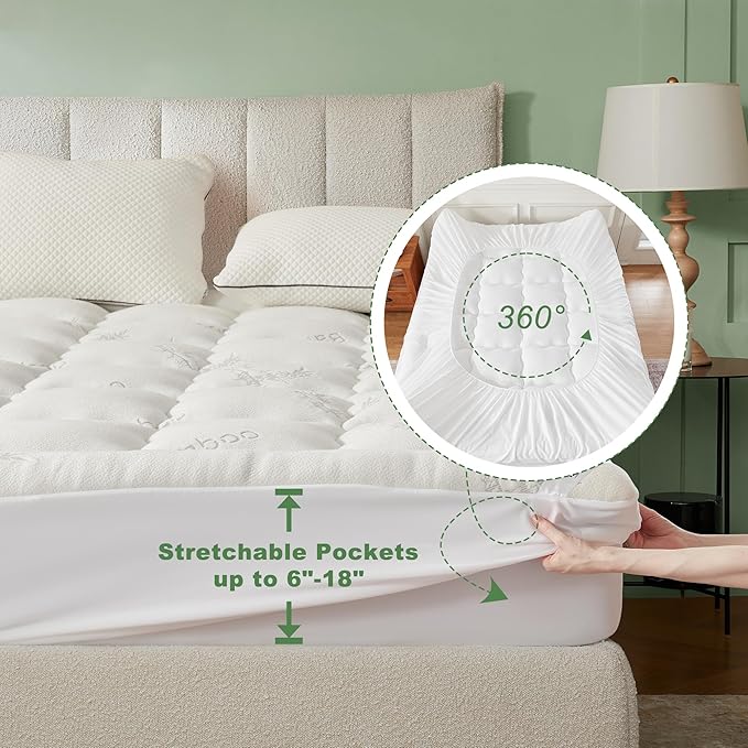 BEDLORE California King Mattress Topper Viscose Derived from Bamboo, Thick - Image 6