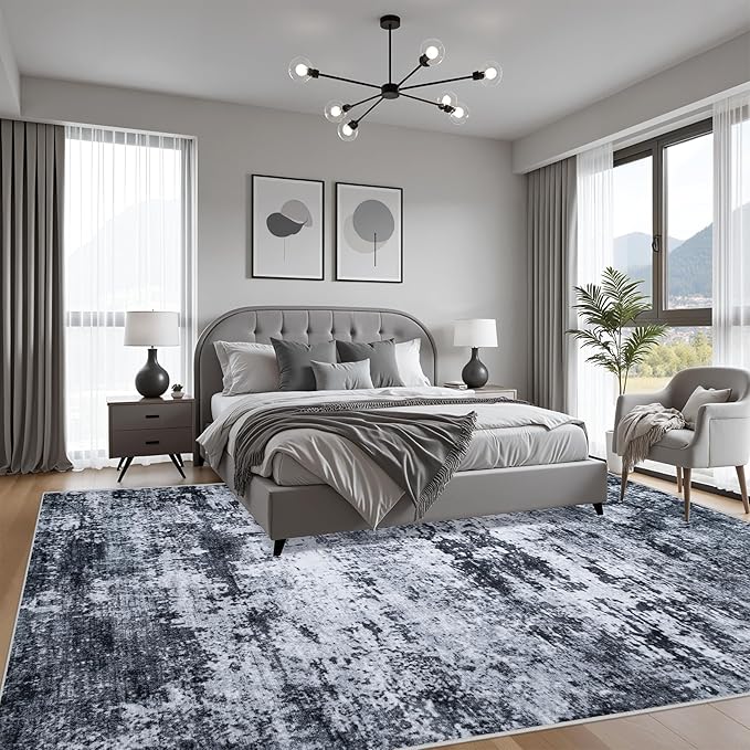 4x6 Area Rug Living Room Rug: Washable Modern Abstract Soft Thin Rug Indoor - Image 3