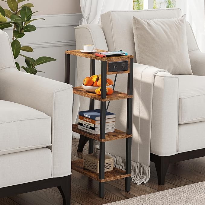 TUTOTAK Narrow Side Table with Charging Station, Small End Table with USB Ports - Image 5
