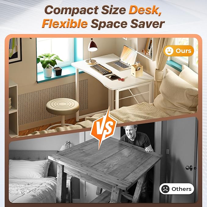 Huuger Folding Desk for Small Spaces, 31.5 Inch Foldable Computer Table - Image 3