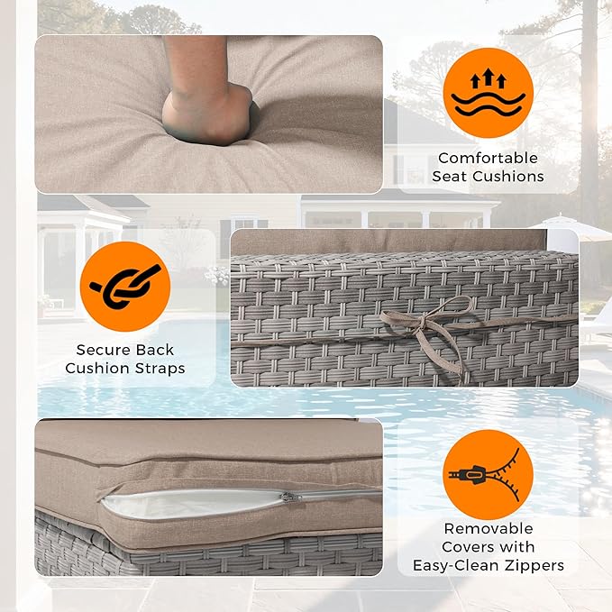 10-Seat Outdoor Wicker Patio Furniture Set - Image 6