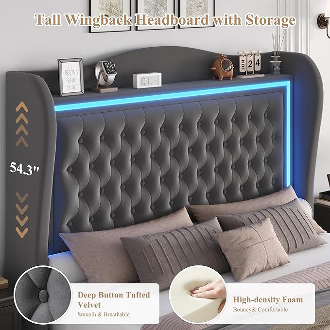 King Bed Frame 55" Tall Headboard - Image 3
