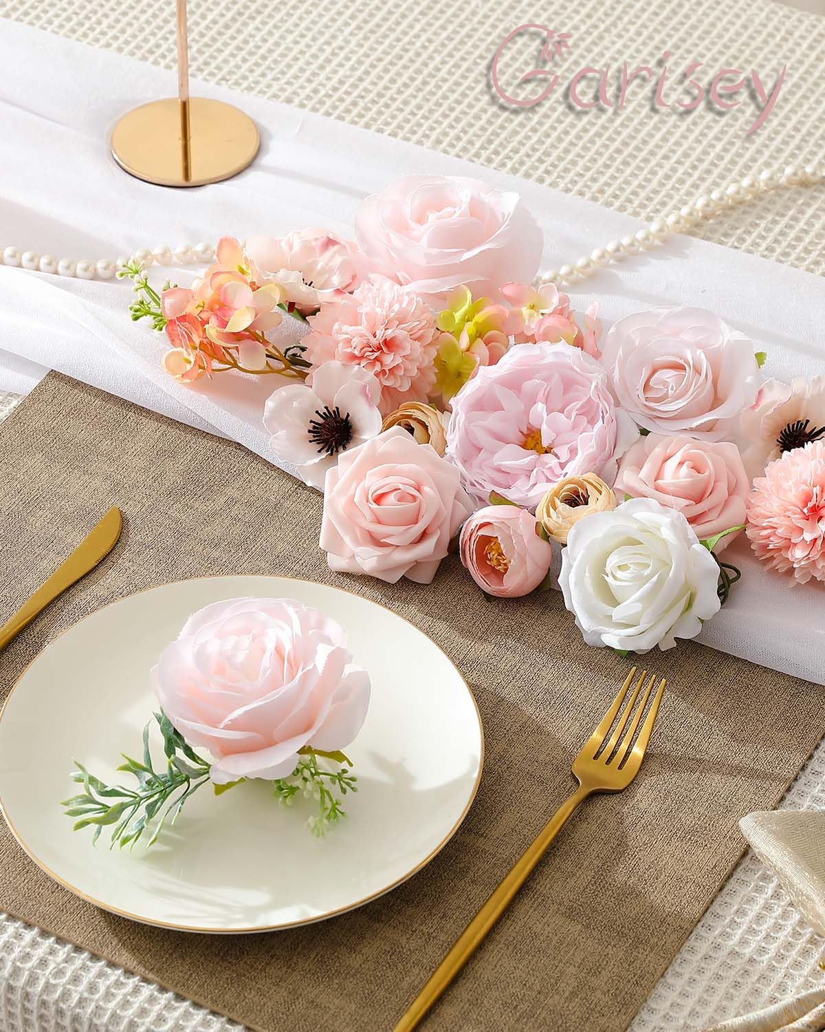 Artificial Flowers Combo for DIY Wedding Bouquets Combo Centerpieces Arrangements Party Bridal Baby Shower Home Decorations-Blush Pink