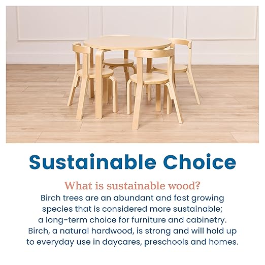 ECR4Kids Bentwood Table and Curved Back Chair Set, Kids Furniture - Image 7