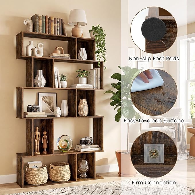 Giantex 5-Tier Bookshelf, 10-Cube Geometric Book Case - Image 5