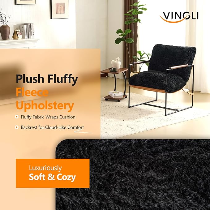 VINGLI 28" Wide Plush Upholstery Sling Modern Accent Chair - Image 4