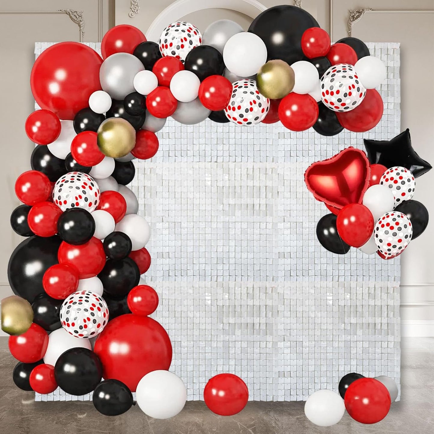 12PCS White Shimmer Wall Backdrop, Square Sequin Photo Backdrops Panel, Glitter Wall Background for Birthdays, Weddings, Graduation, Engagements, Disco Bachelorette Party Decoration (3FTx4FT)