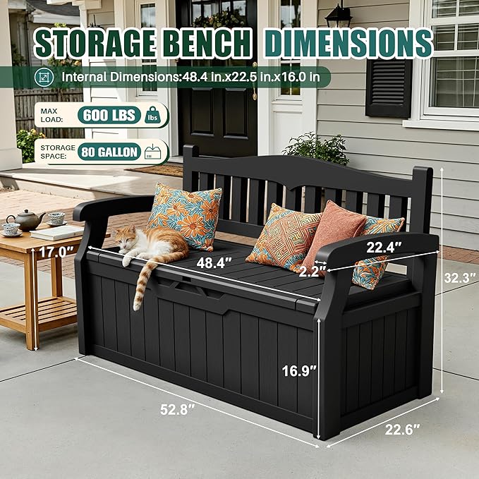 Devoko 80 Gallon Storage Bench Deck Box Lockable - Image 2
