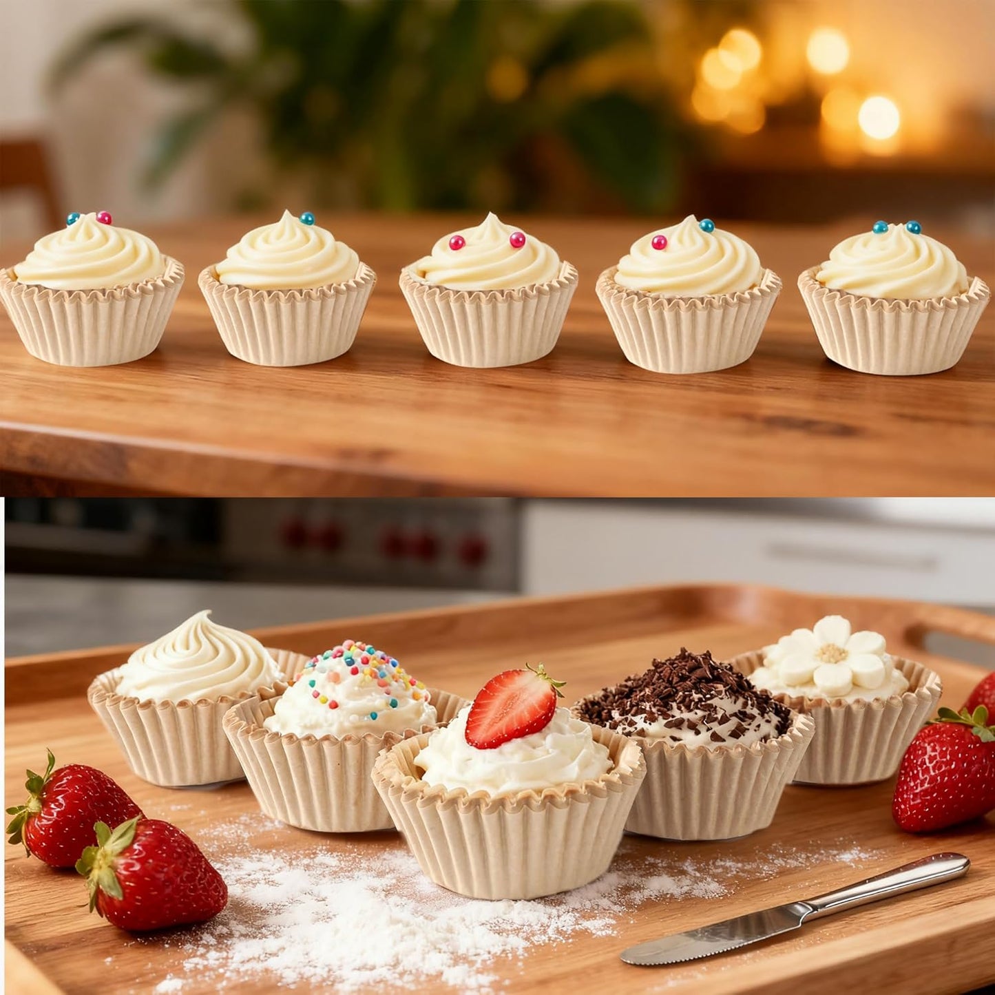 1.4 inch 1000-Count Mini Cupcake Liners Bright Colorful Muffin Baking Cups, Odorless,Baking Paper Cups for Baking Candy Cooking，Upgraded & Food Grade Grease-Proof Paper(Brown, 1.4 Inch)