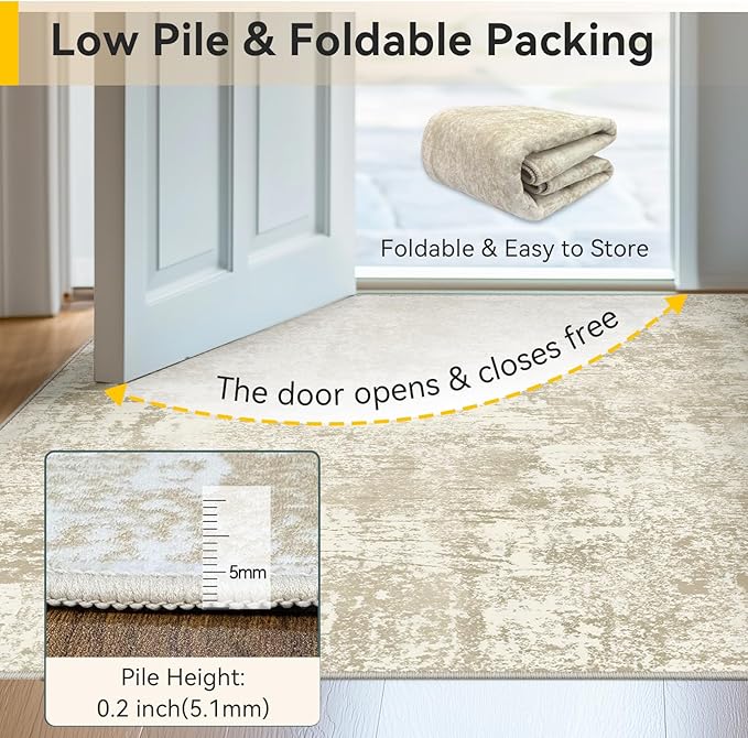 RELEANY Washable Area Rugs 6'x9' Non-Slip Modern Abstract Soft - Image 7