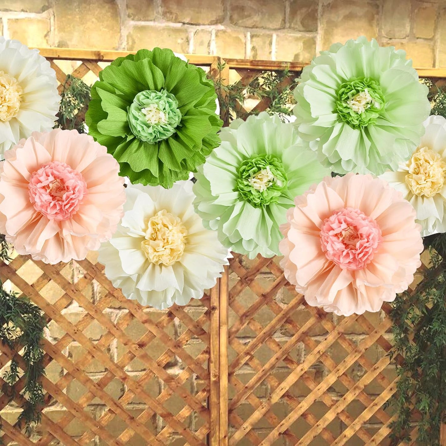 SUNBEAUTY 4 PCS 20" Sage Green Giant Paper Flowers Large Crepe Paper Tissue Flowers Artificial Decorations for Spring Summer Wall Backdrop Birthday Party Wedding Baby Shower Bridal Decorations