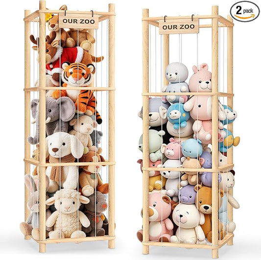 Woodure Stuffed Animal Storage & Organizer, Wooden Cute Zoo Toy Holder by CraftingNatureandComforts