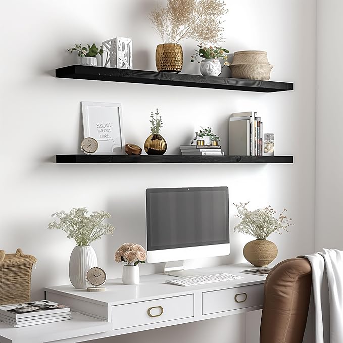 YYWUOJJ Wood Floating Shelves for Wall Decor, Rustic Wall Shelves for Bedroom - Image 6