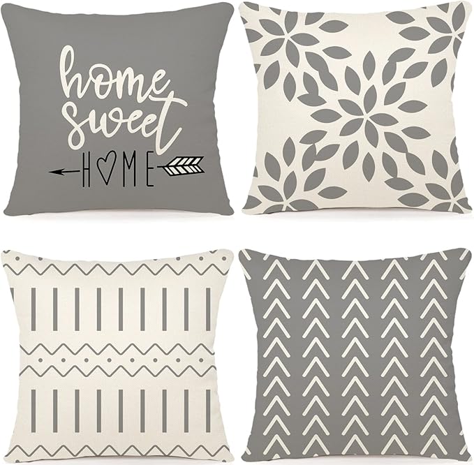 YCOLL Pillow Covers 22x22 Set of 4, Modern Sofa Throw Pillow Cover, Decorative by PillowCoversExpert