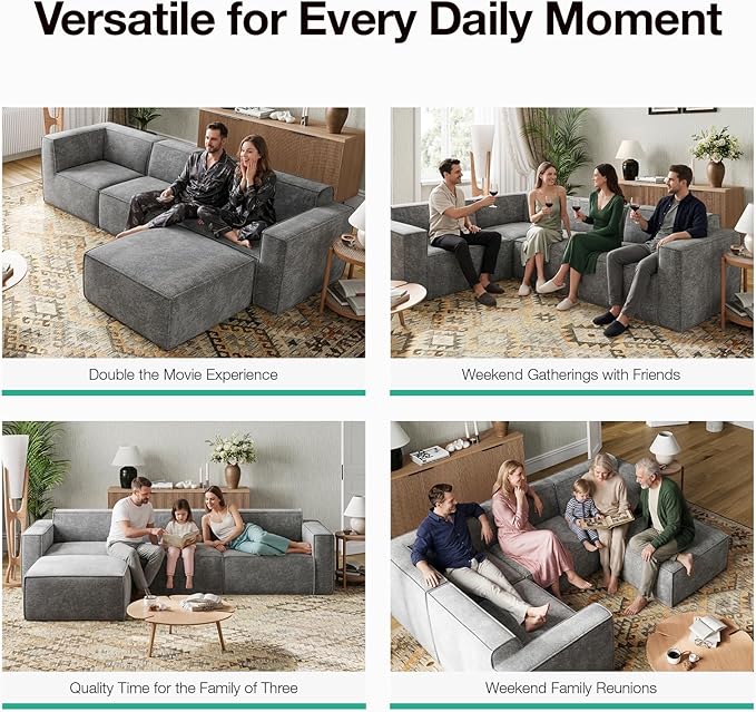 Novilla 134" Modular Sectional Sofa, No Assembly Cloud Sectional Couch - Image 11