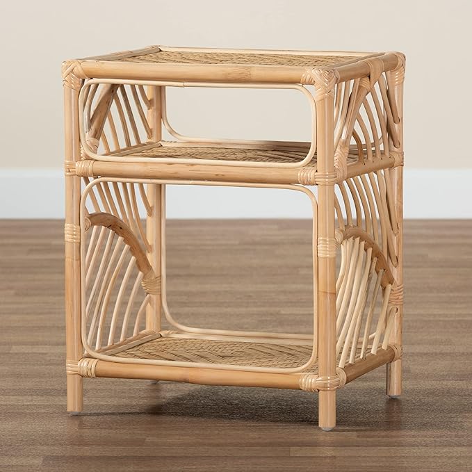 bali & pari Baara Modern Bohemian Natural Rattan Nightstand - Image 8