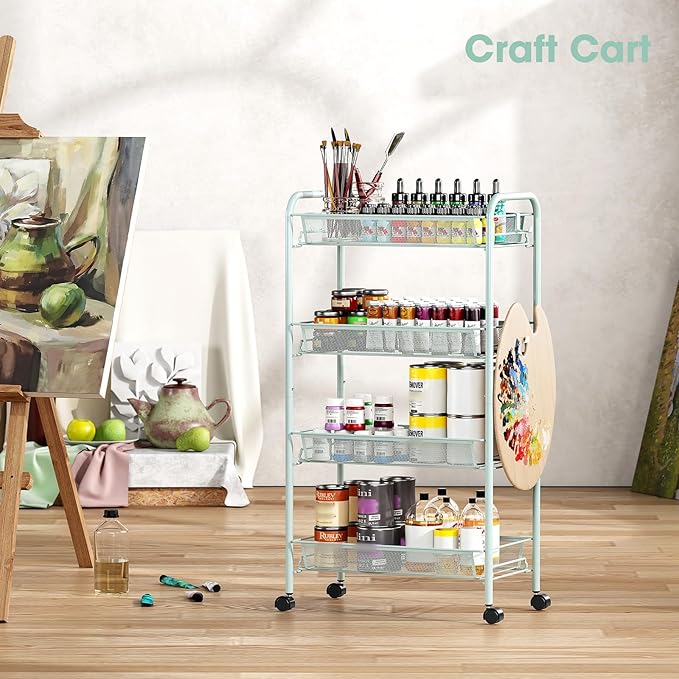 TOOLF 4-Tier Rolling Cart, Metal Utility Cart - Image 8