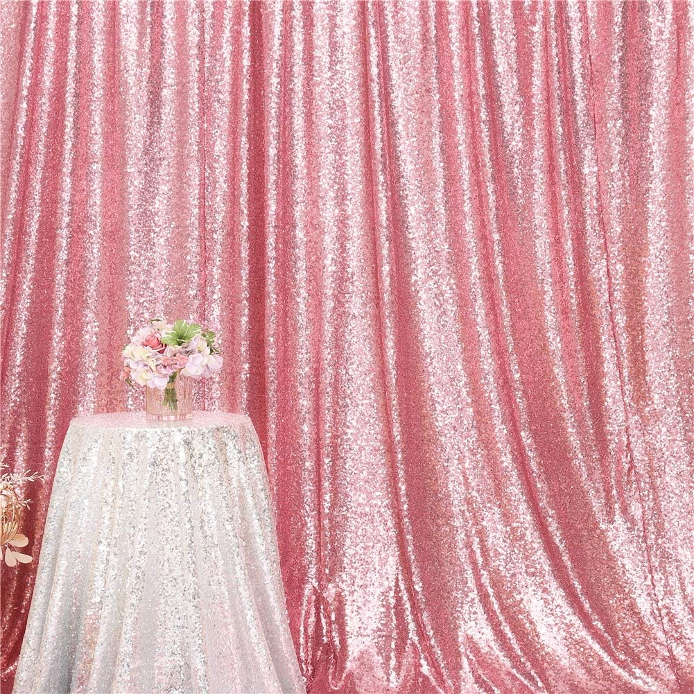 Eternal Beauty Fuchsia Pink Sequin Backdrop, 8x8 Ft Glitter Background Curtains for Shimmer Photography Party Wedding Birthday Back Drop Decor
