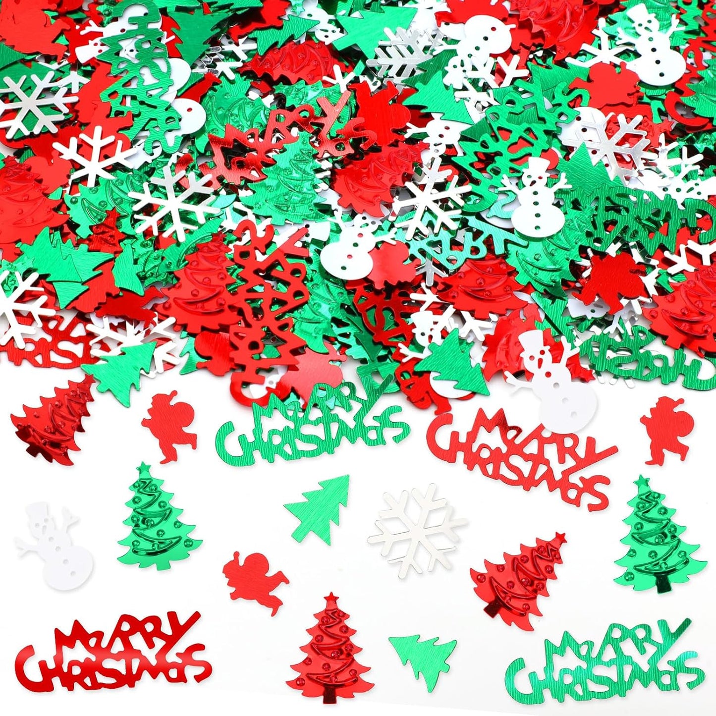 MARFOREVER Christmas Glitter Confetti Table Decorations, Red Green White Xmas Party Scatter Confetti Santa Claus Christmas Tree Snowflake Snowman Table Sprinkles for Xmas Party Supplies Decor
