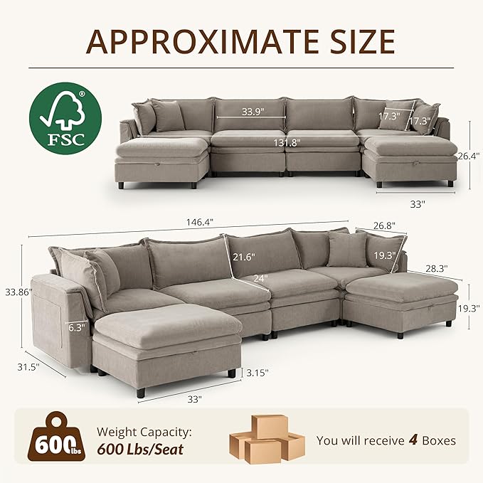 146.4'' Modular Sectional Sofa - Image 2