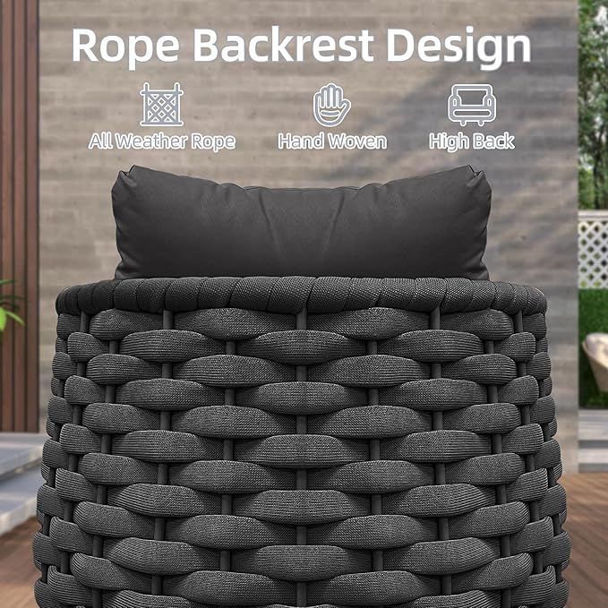 TWT 5 Pieces Patio Furniture Set, Outdoor Rope Conversation Sectional Patio Sofa - Image 9