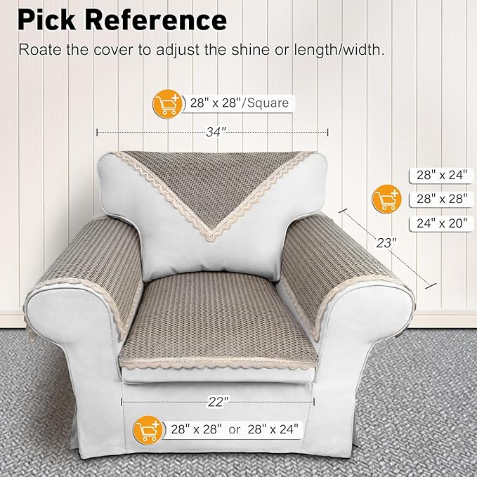 Velvet Couch Arm Cover, Non-Slip Lace Armrest & Backrest Covers, Slipcovers - Image 2
