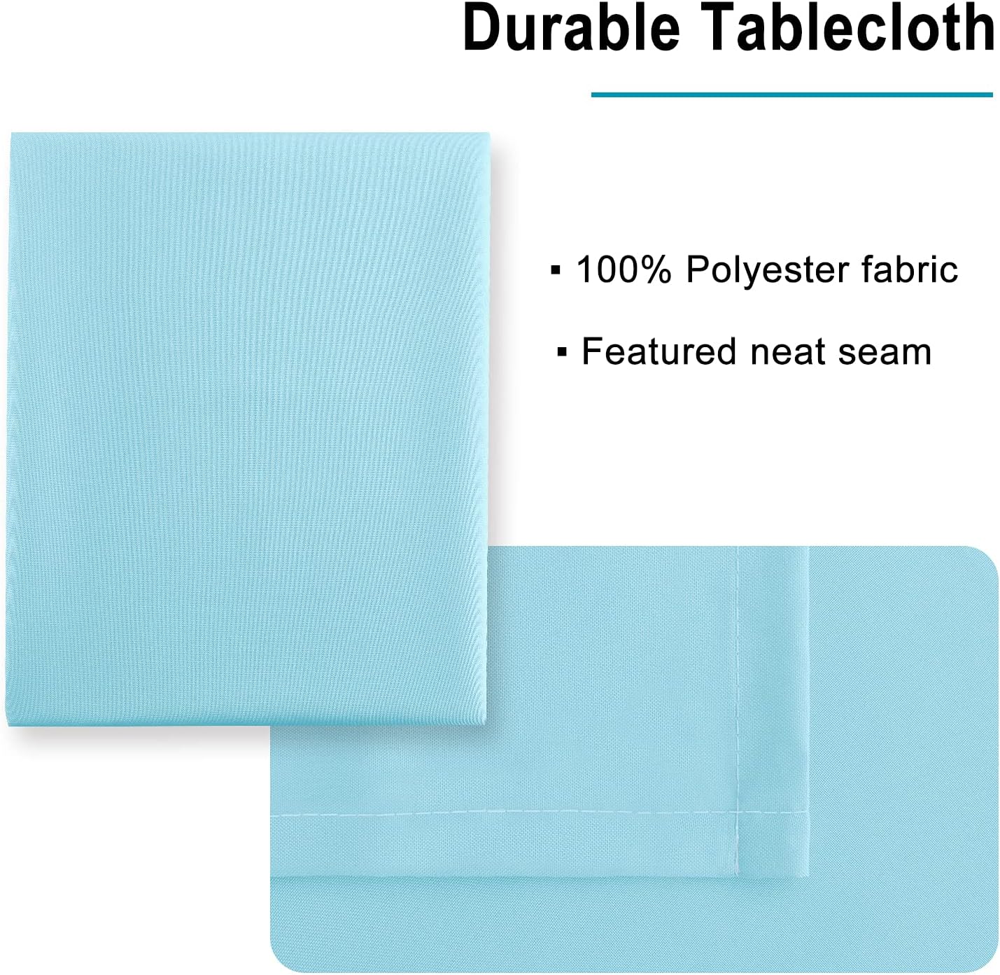 Hiasan Waterproof Tablecloth Rectangle - Washable Fabric Table Cloth for Dining Room Kitchen Birthday Party and Outdoor Use, Sky Blue, 70 x 120 Inch