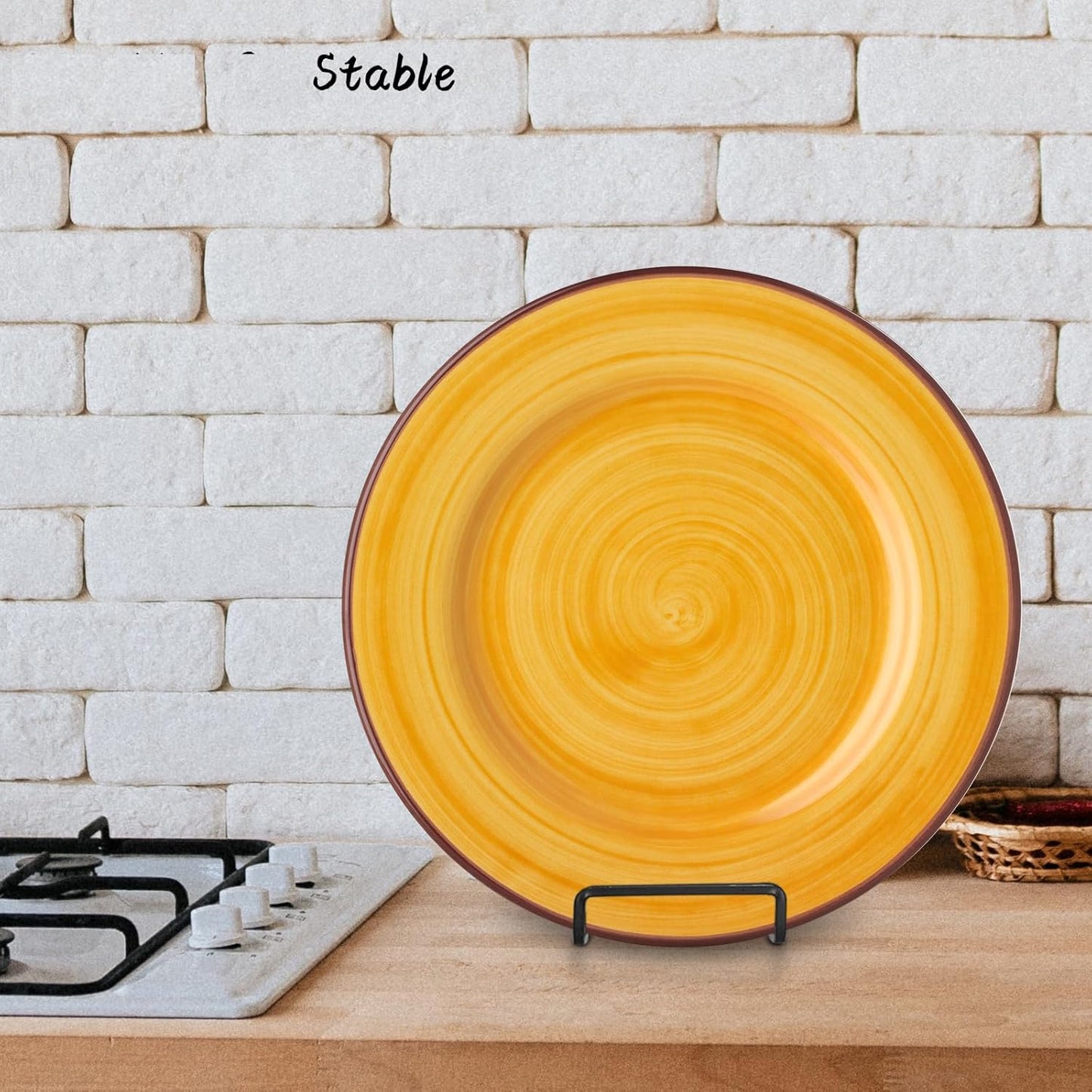 Decolore 4 Pack 8.5 Inch Black Picture Stands for Display Square Plate Holder Display Stand Frame Stand for Picture, Decorative Plate, Photo Easel and Artistic Work