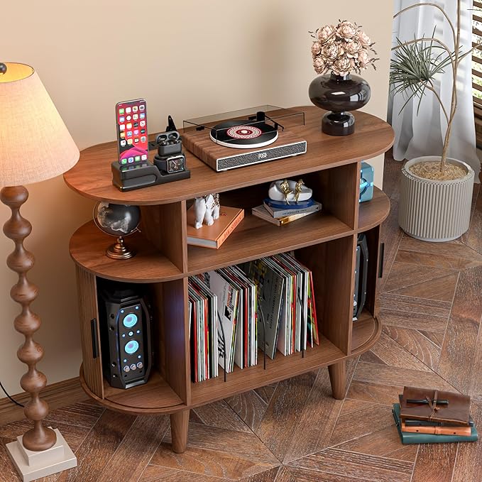 LUVIOHOME Large Round Record Player Stand - Image 5
