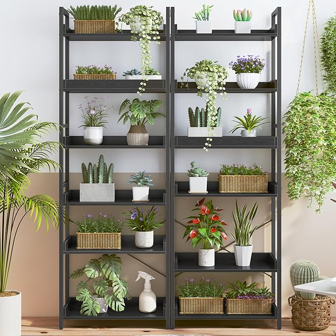 HCHQHS 6 Tier Bookshelf, Adjustable Industrial Bookcase, Vertical Tall Book - Image 8