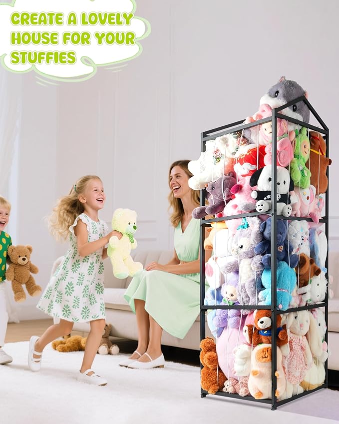 NomNest Stuffed Animal Storage Zoo, Large Metal Plushies Organizer, Heavy Duty - Image 7