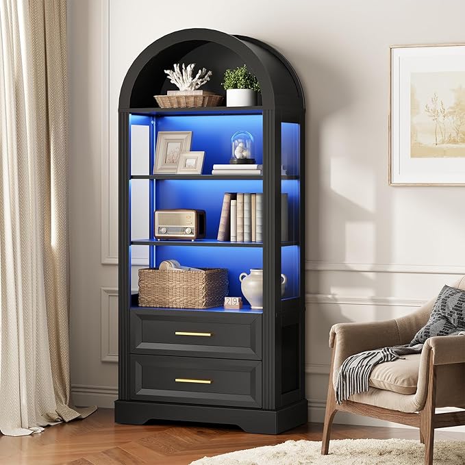 HOOBRO Tall Arched Bookshelf, Arch Bookcase - Image 8