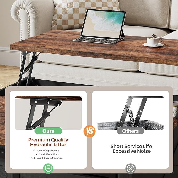 ALLSTAND 31.5" Lift Top Coffee Table - Image 3