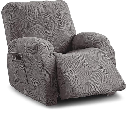Recliner Chair Covers, 4-Piece Stretch Geometric Strokes Jacquard Reclining by Unknown