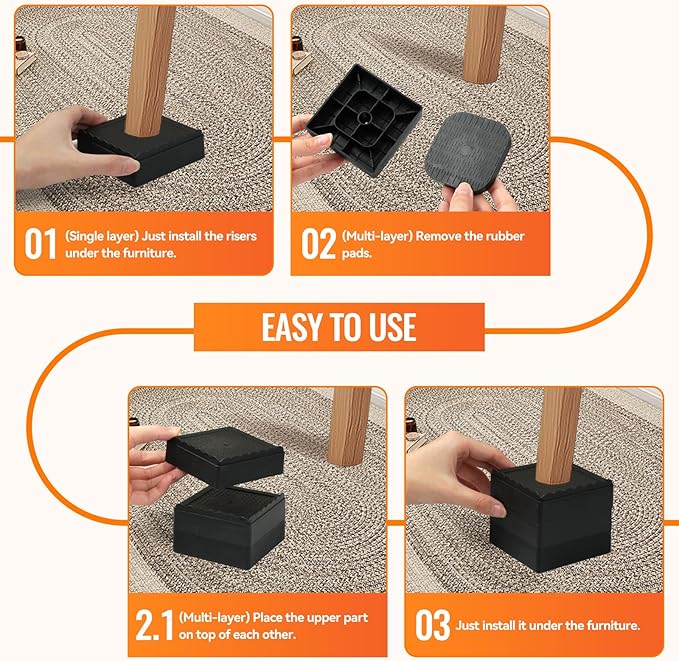 Furniture Risers, 6 Pack Bed Risers - Image 7