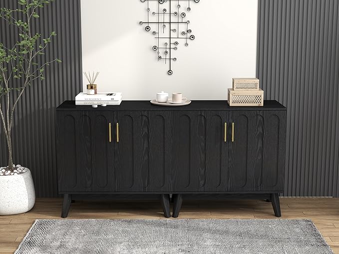 LKTART Black Sideboard Buffet, Small Storage Cabinet - Image 7