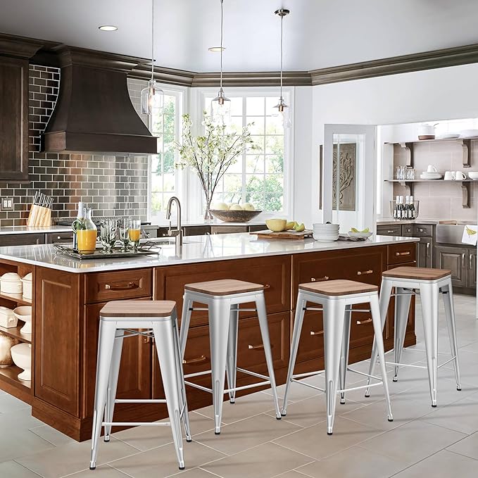 HAOBO Home 24" Backless Metal Counter Stool Height Bar Stools Barstools by HAOBOHOME