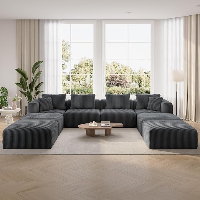 Novilla 141" Modular Sectional Sofa, Modern Cloud Sectional Couch by Novilla