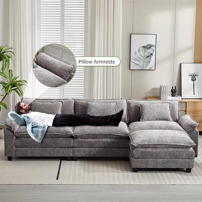 Oprisen 120" Modular Sectional Sofa, Comfy Cloud Couch Sectional Sofa - Image 5