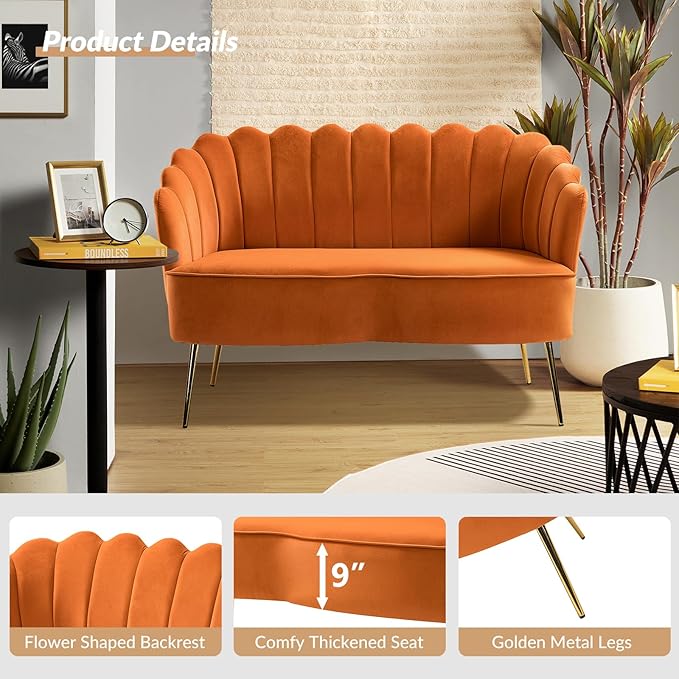 HULALA HOME Modern Velvet Loveseat Sofa - Image 4