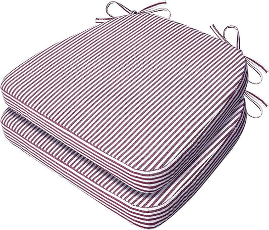 AAAAAcessories D-Shaped Chair Cushions, Machine-Washable Cover, Pinstripe Red by AAAAAcessories