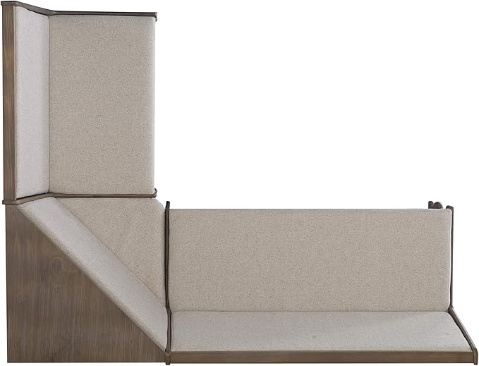 Linon Lucy Natural Wood and Linen Upholstered Corner Nook Kitchen Dining Set - Image 6