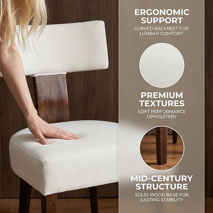 HNY Set of 4 Mid Century Modern Dining Chairs, Farmhouse Velvet Upholstered - Image 6