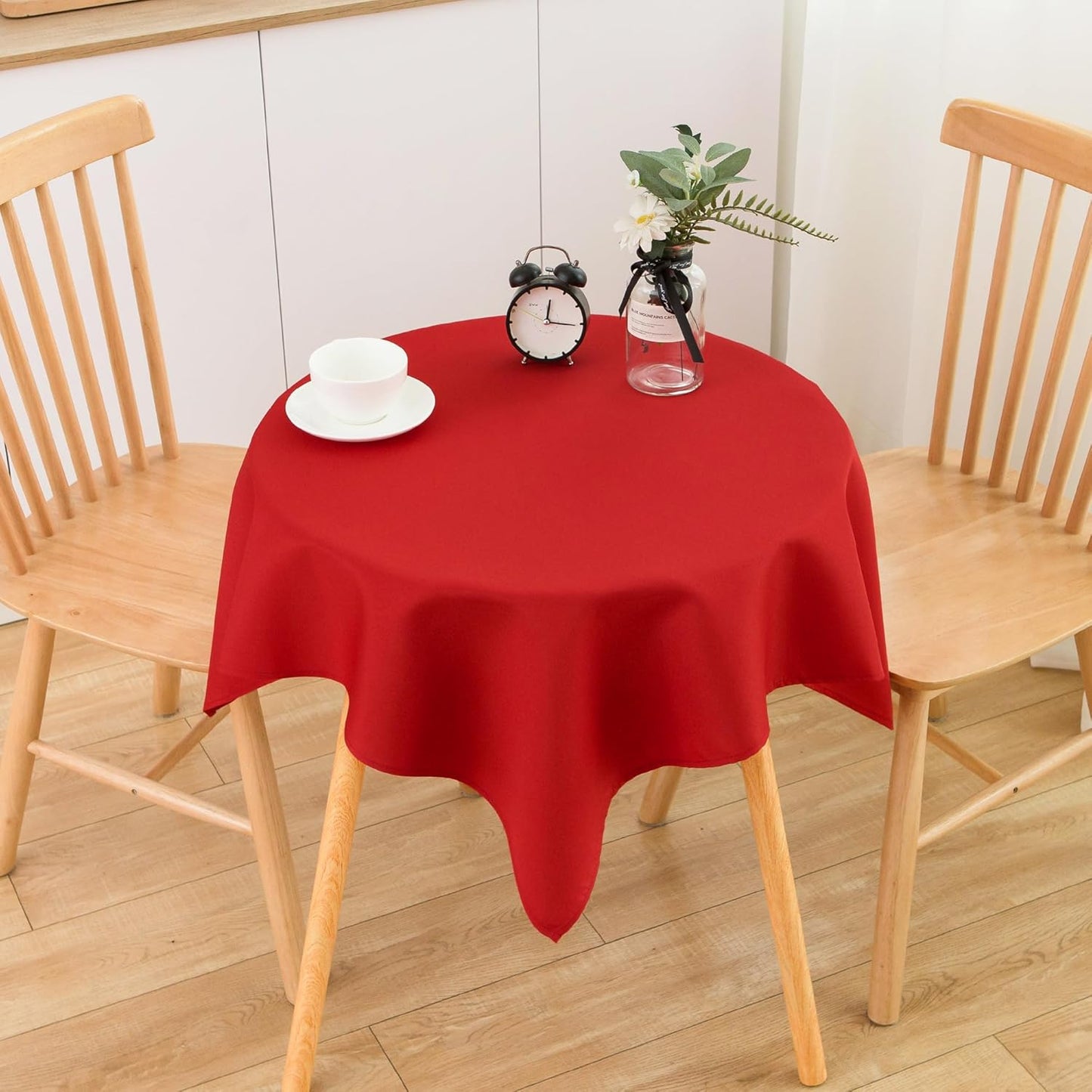 2 Pack Small Square Table Cloth 36X36 Inch Red Washable Fabric Tablecloth Polyester Solid Table Cover for Night Stand End Table Side Table Outdoor Indoor